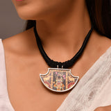 Hand-painted Shrinathji silver necklace
