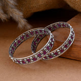 Laal Silver Bangle with cut stones