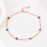 Layered evil eye anklet