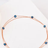 Layered evil eye anklet