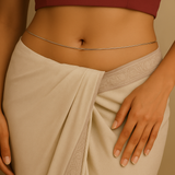 Solid silver round snake waist chain