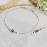 Flower bead silver anklet