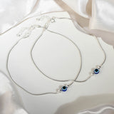 Meena Evil Eye Silver Pair Anklet
