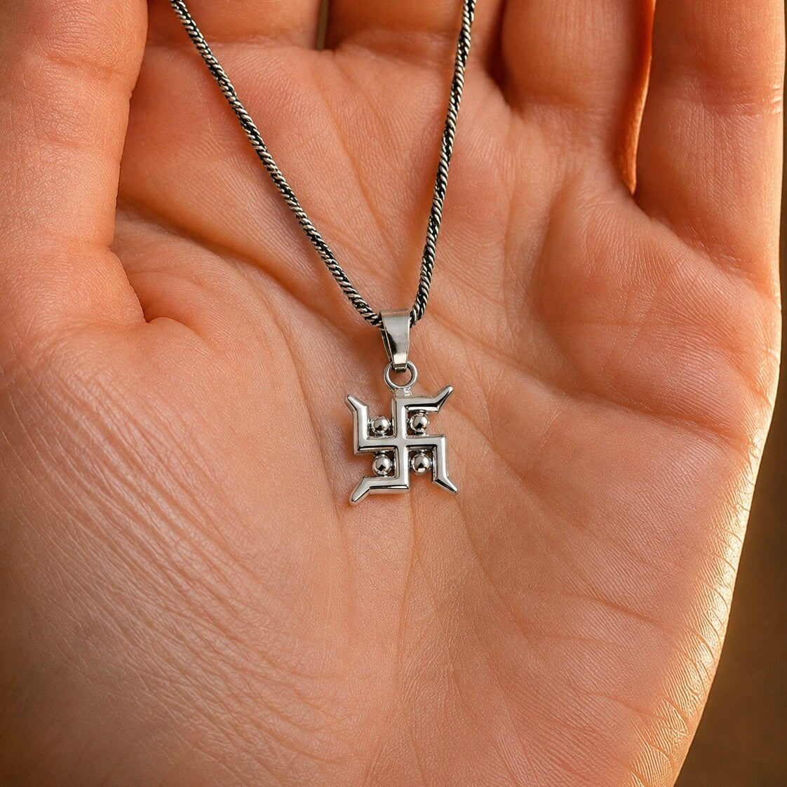 Shubh Swastika Silver Pendant