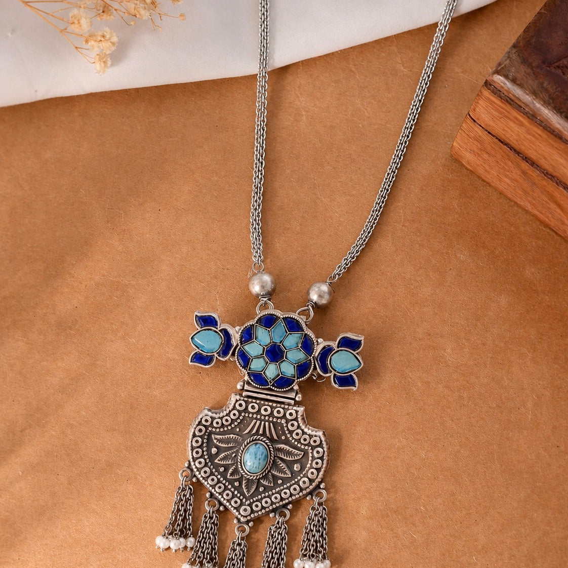 Shanti Silver Enamel Necklace