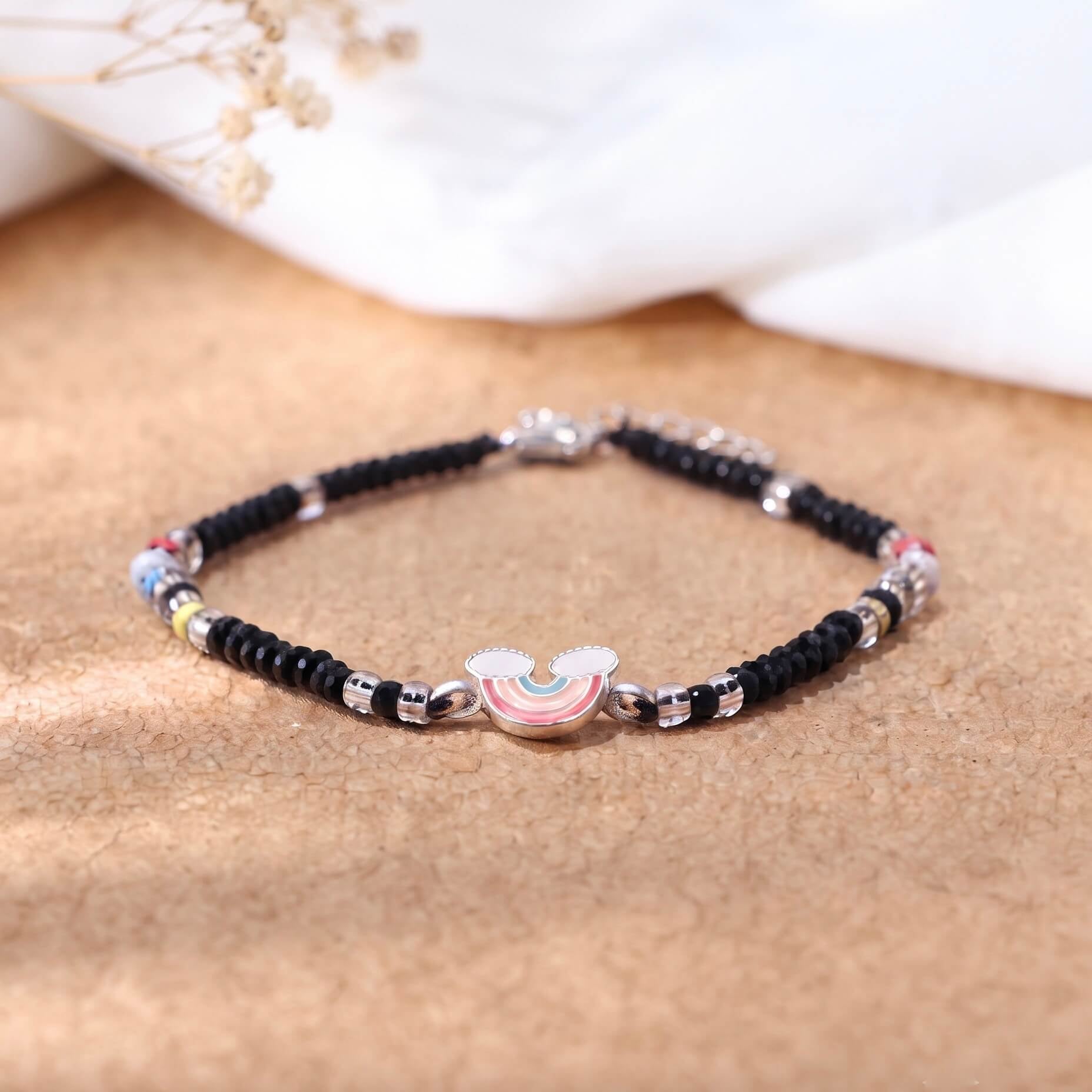 Rainbow evileye baby silver bracelet