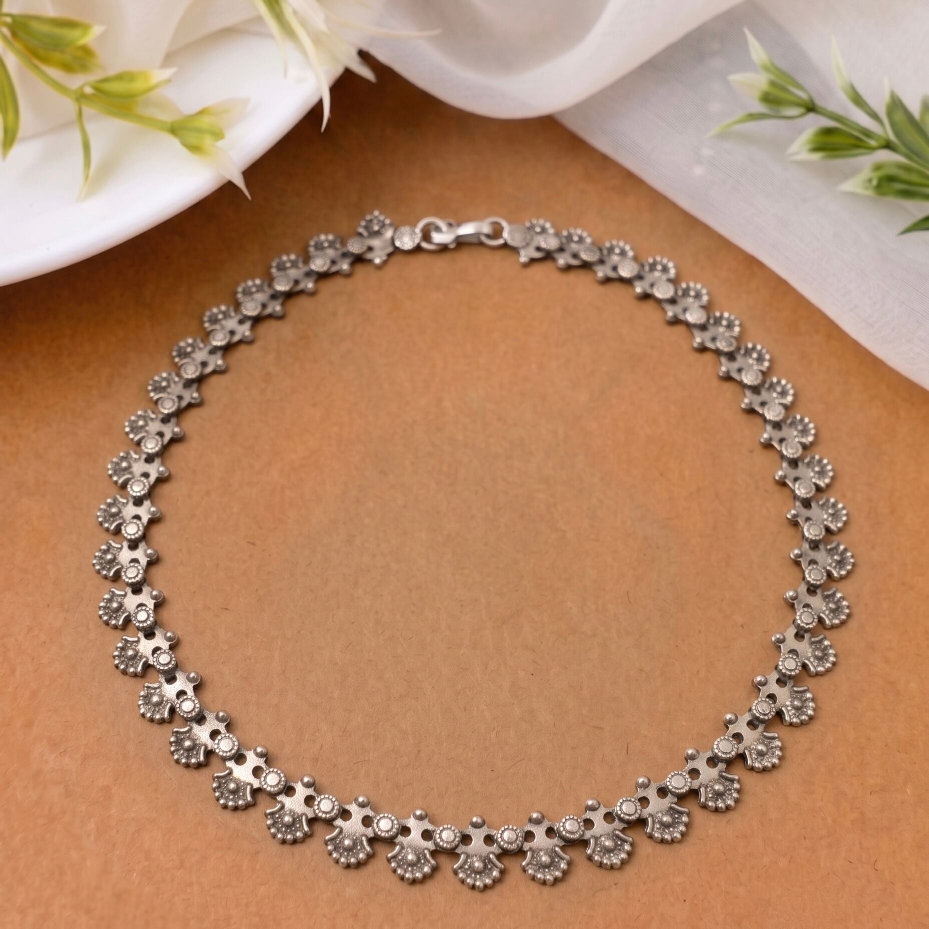 Floral Silver Chain Necklace