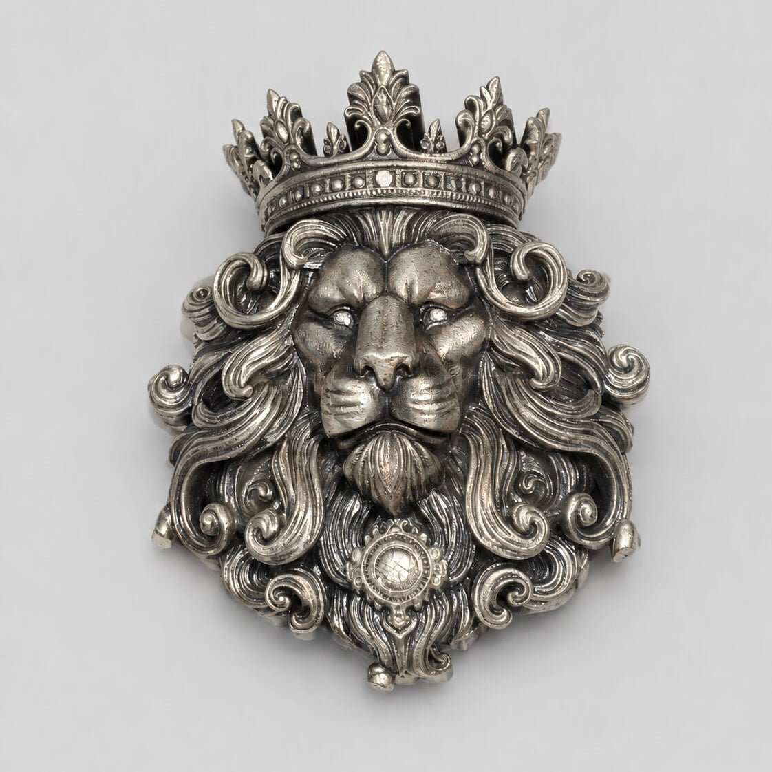 King Lion Silver Brooch