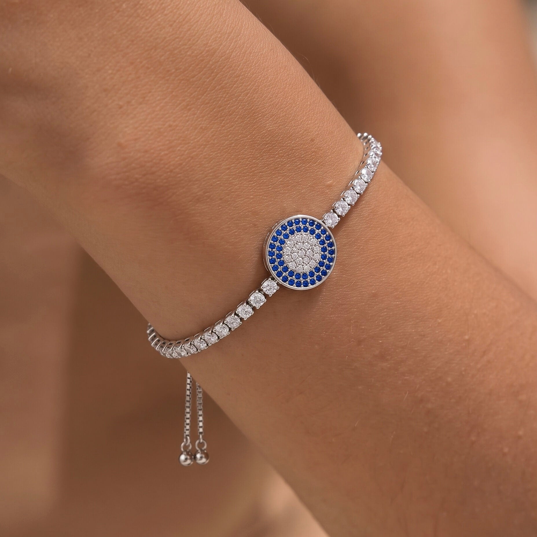 Evil Eye Tennis Silver Bracelet