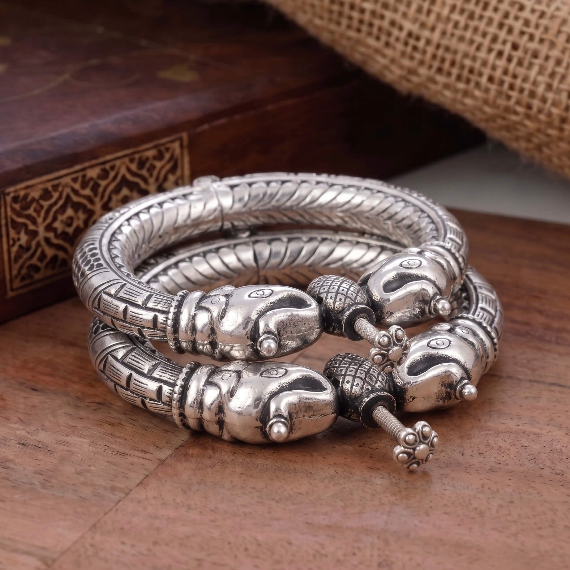 Elephant Silver Bangle