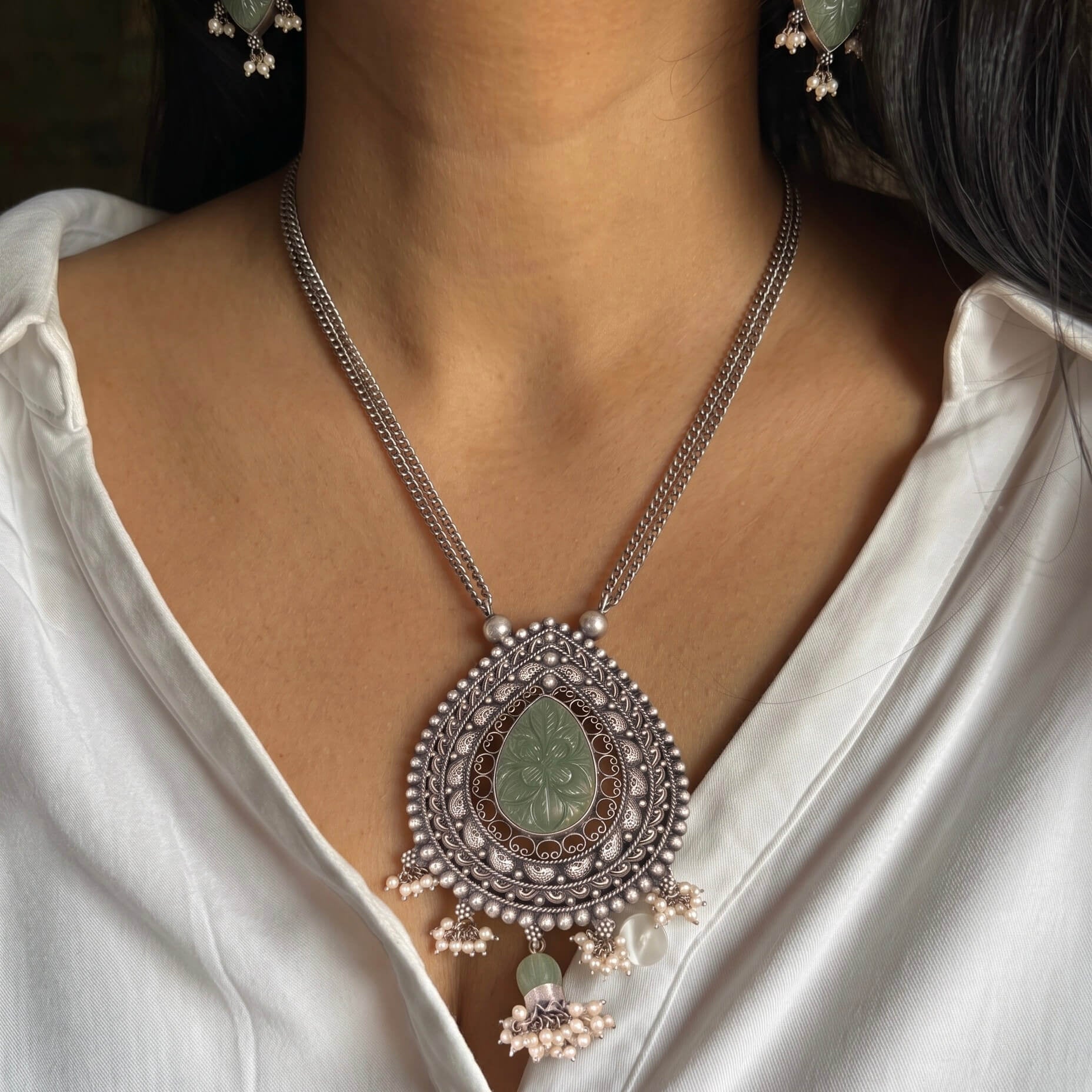Pallavi Silver Necklace