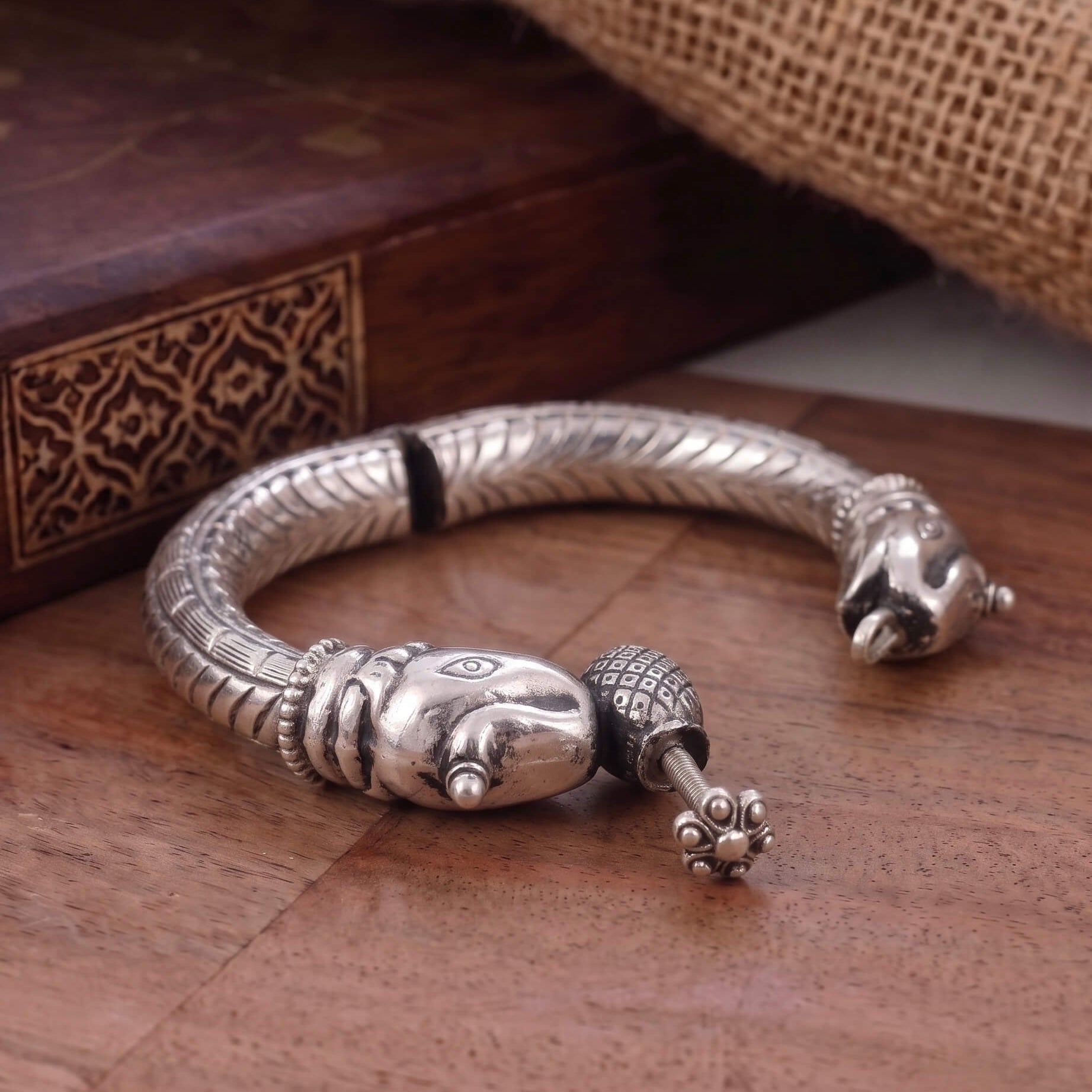 Elephant Silver Bangle