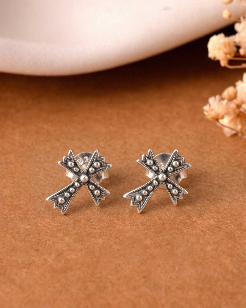 Cross Studs - 925 Silver Jewellery Meera Jaipur