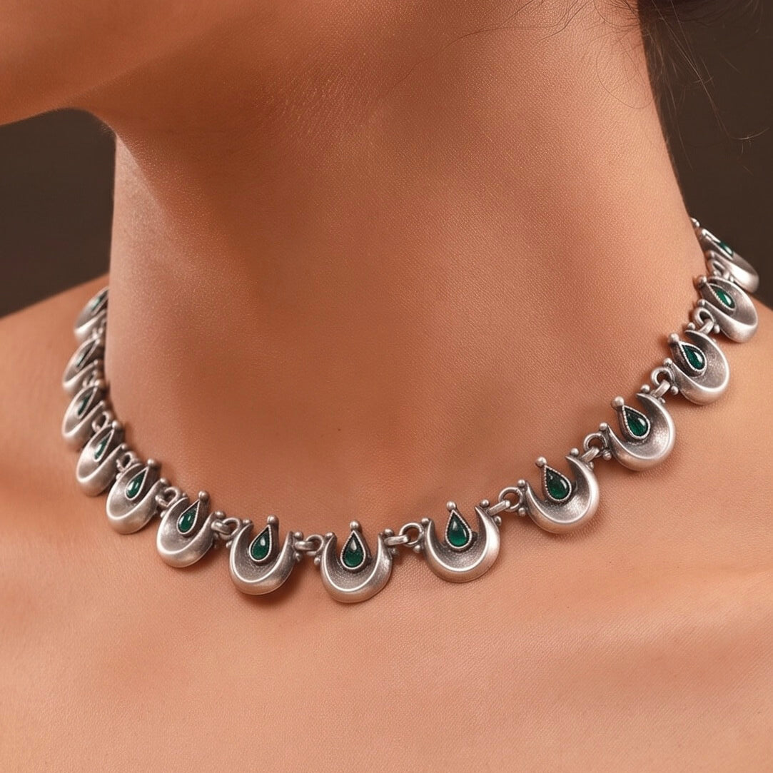 Moon Silver Choker Necklace