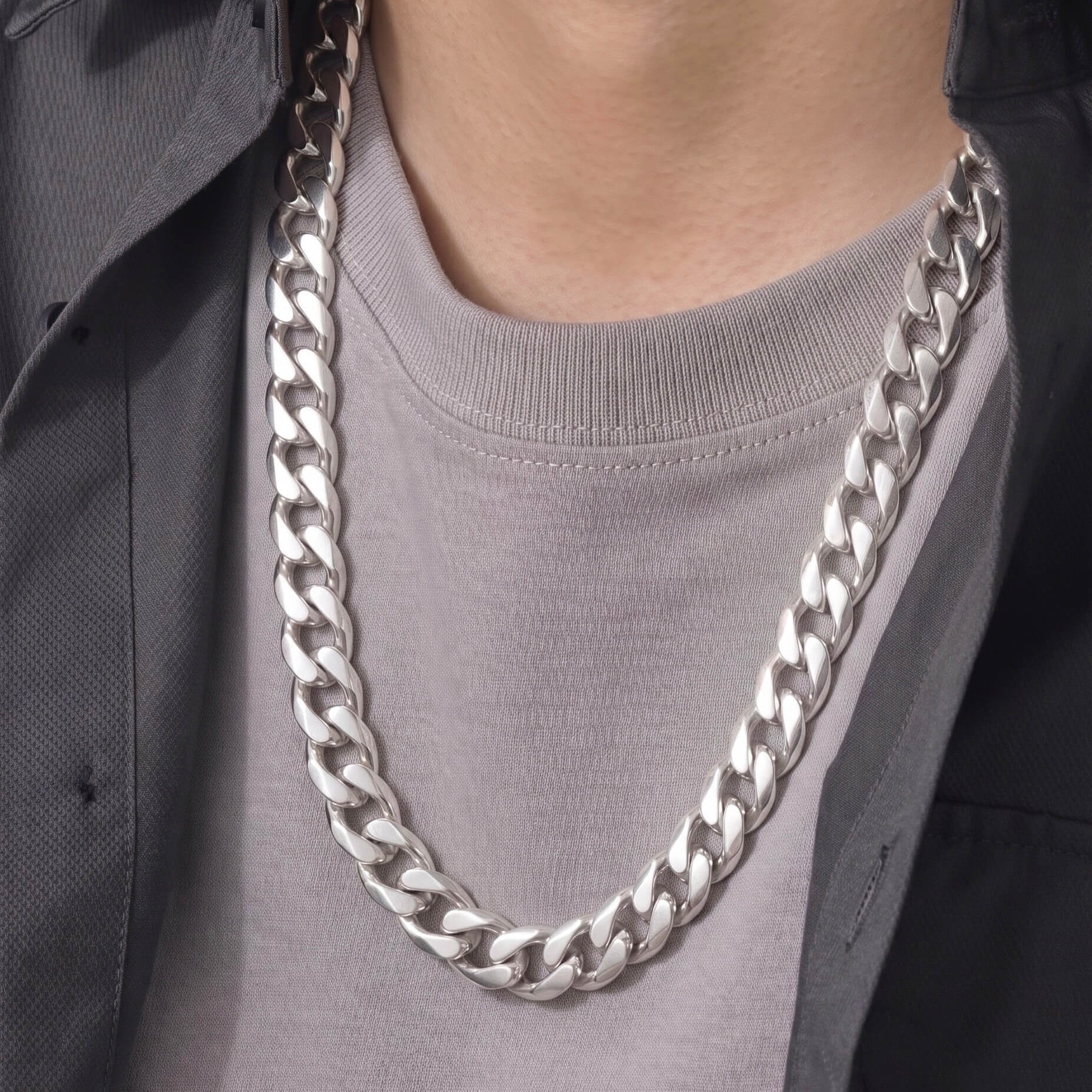 Mens Silver Heavy Cuban Chain