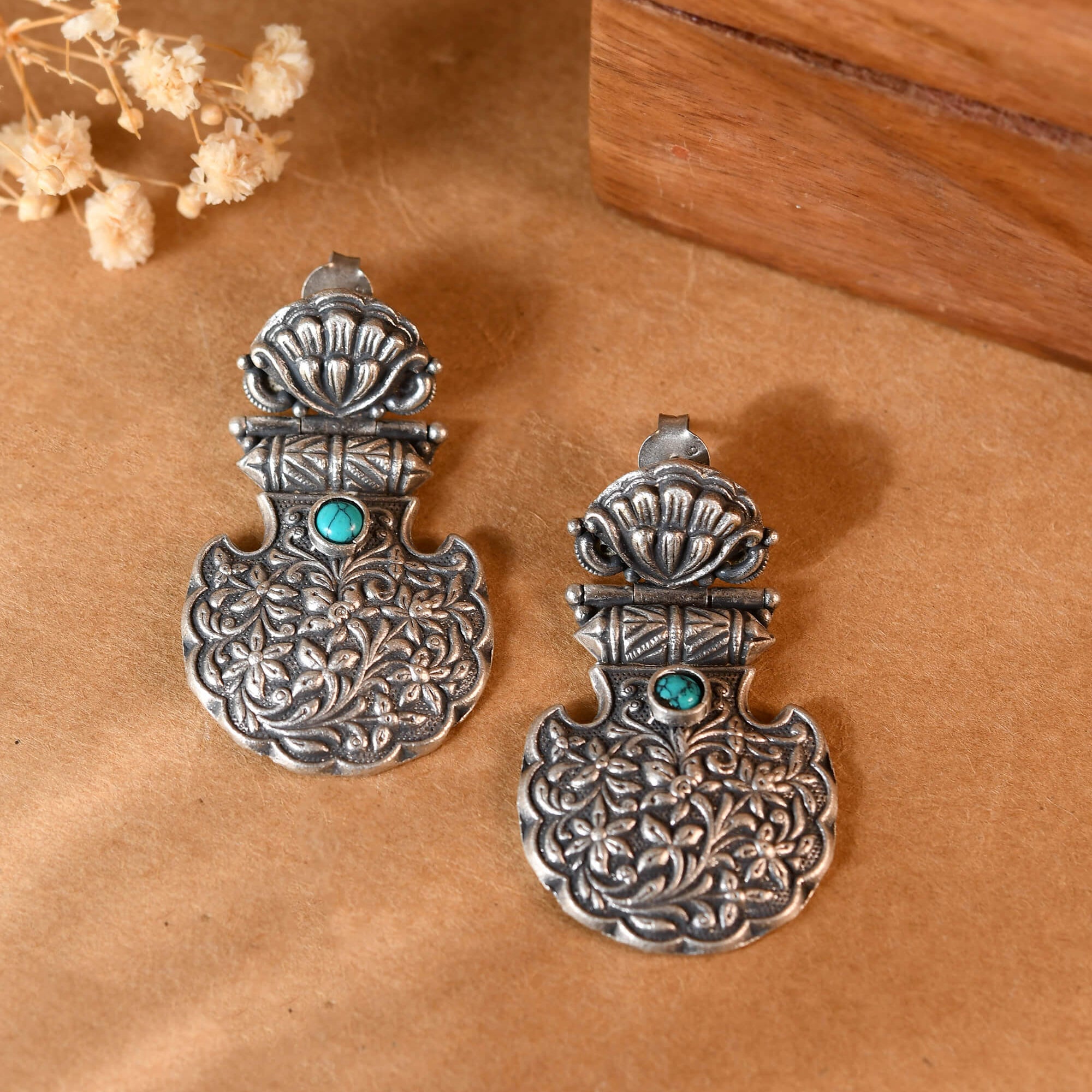 Firoza Silver Earrings - 925 Silver Jewellery Meera Jaipur