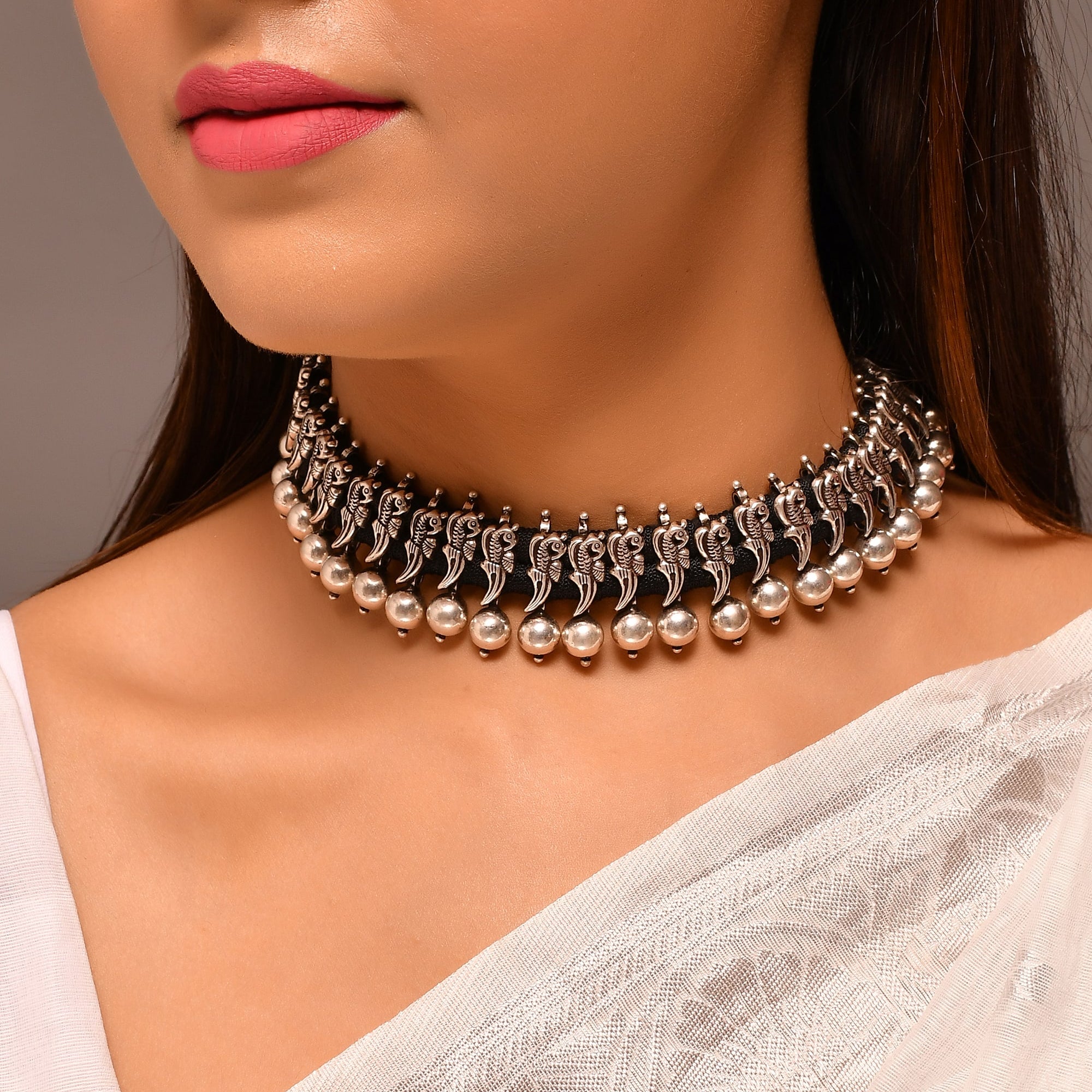 Mayoor silver necklace - 925 Silver Jewellery Meera Jaipur