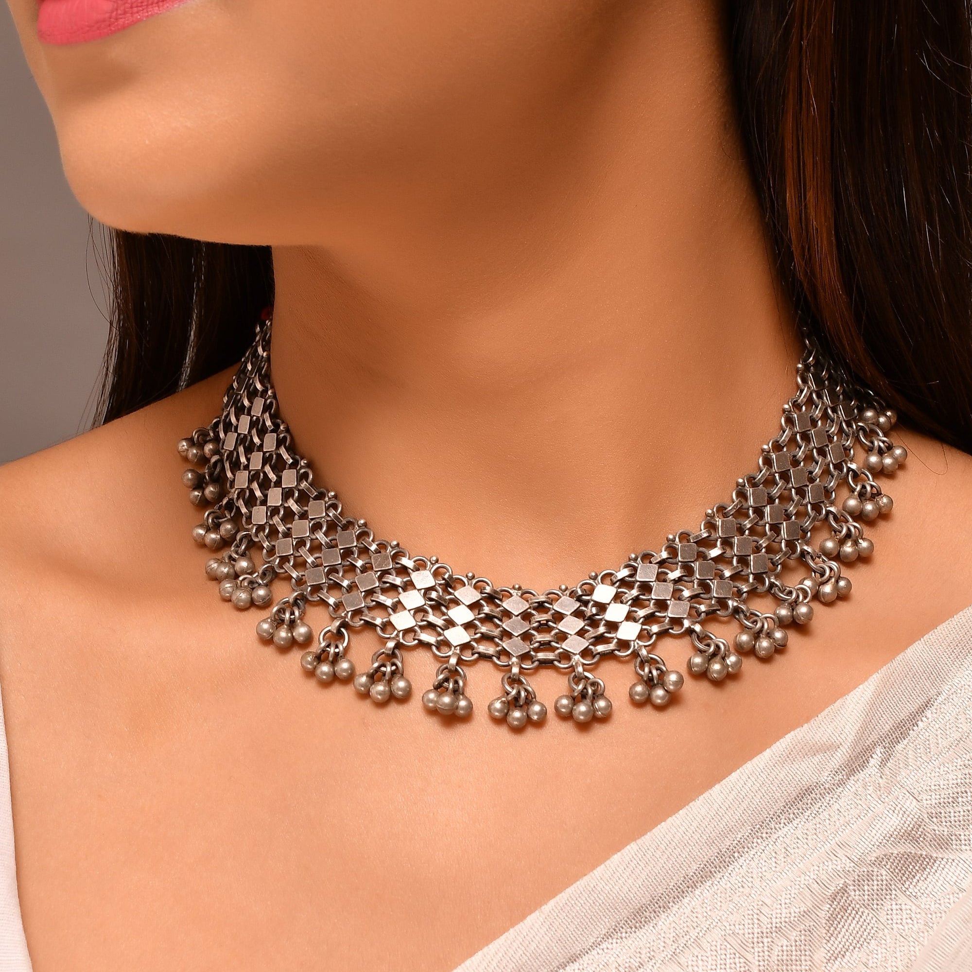 Girik silver necklace - 925 Silver Jewellery Meera Jaipur