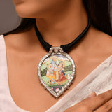 Radhey painting silver necklace