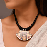 Hand-painted Shrinathji silver necklace