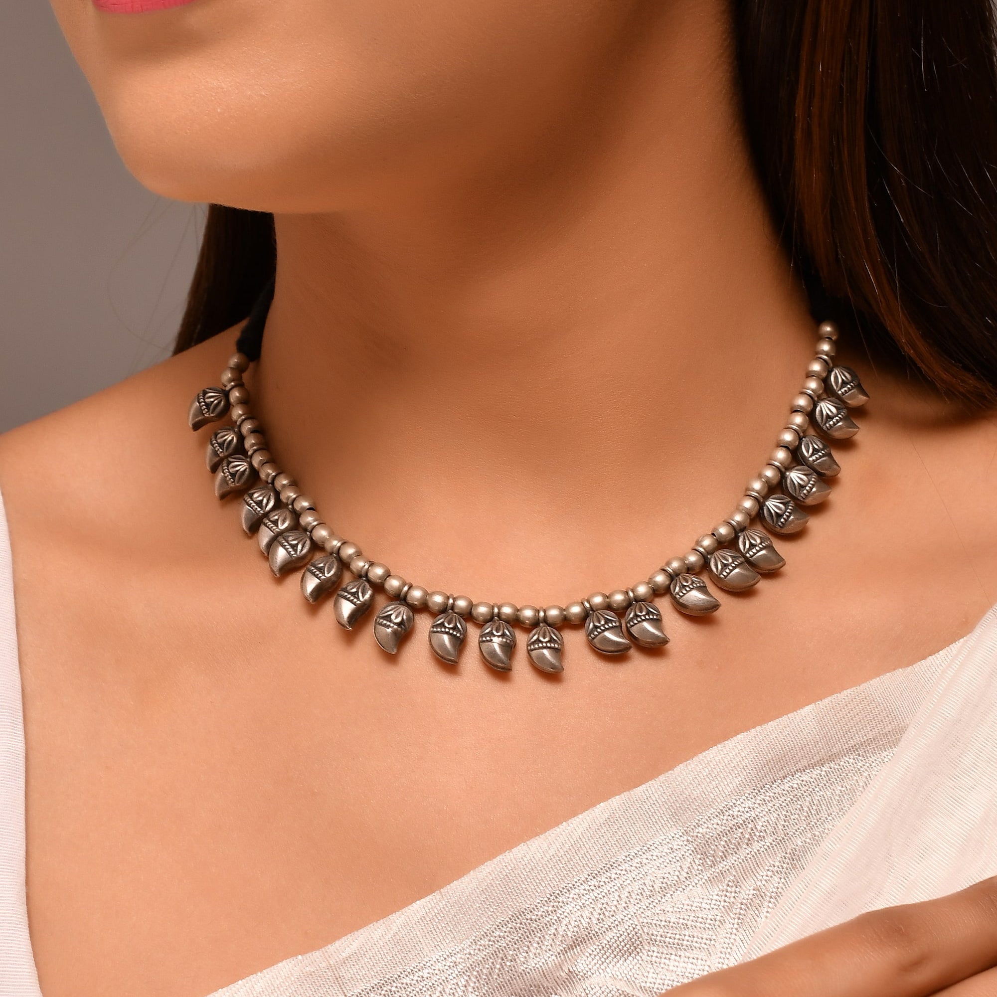 Paisley silver necklace - 925 Silver Jewellery Meera Jaipur