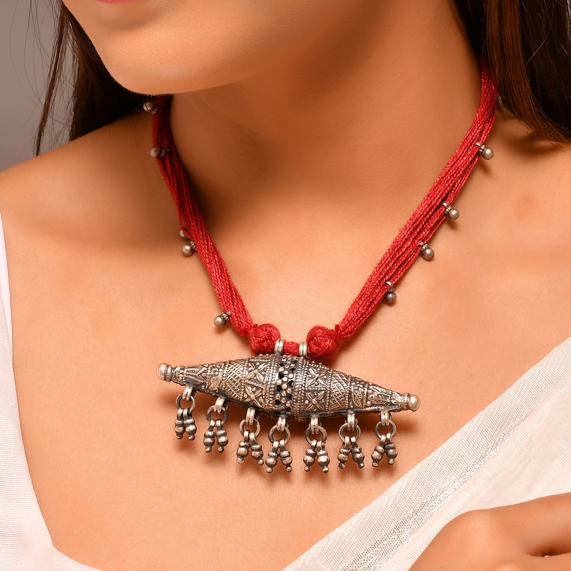 Tarini long silver necklace - 925 Silver Jewellery Meera Jaipur