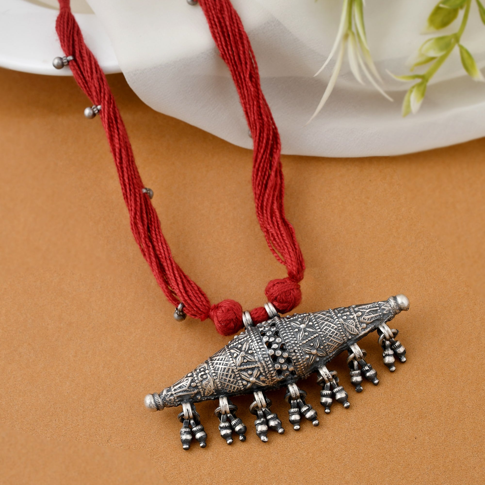 Tarini long silver necklace - 925 Silver Jewellery Meera Jaipur