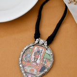 Govardhan painting silver necklace