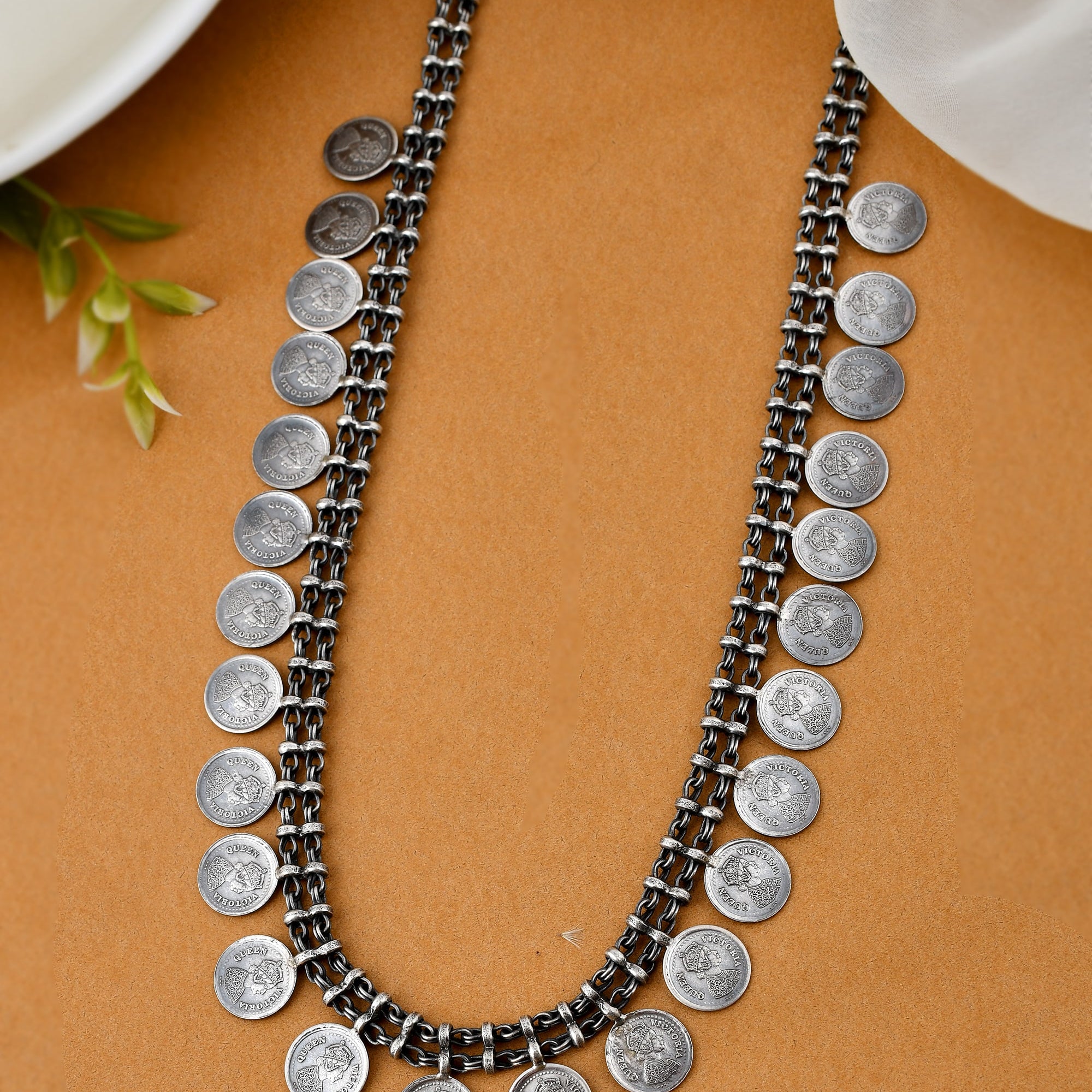 Coin silver necklace - 925 Silver Jewellery Meera Jaipur