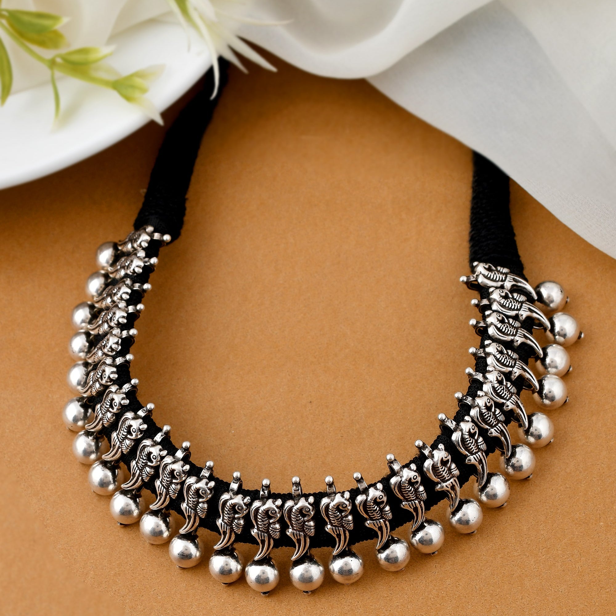 Mayoor silver necklace - 925 Silver Jewellery Meera Jaipur