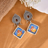 Ganesha Painting Silver Earrings