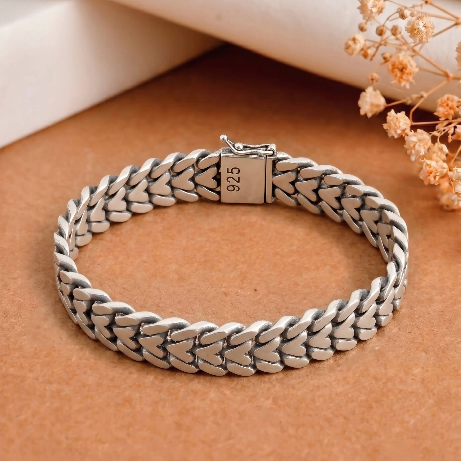 Wide Chain Silver Bracelet