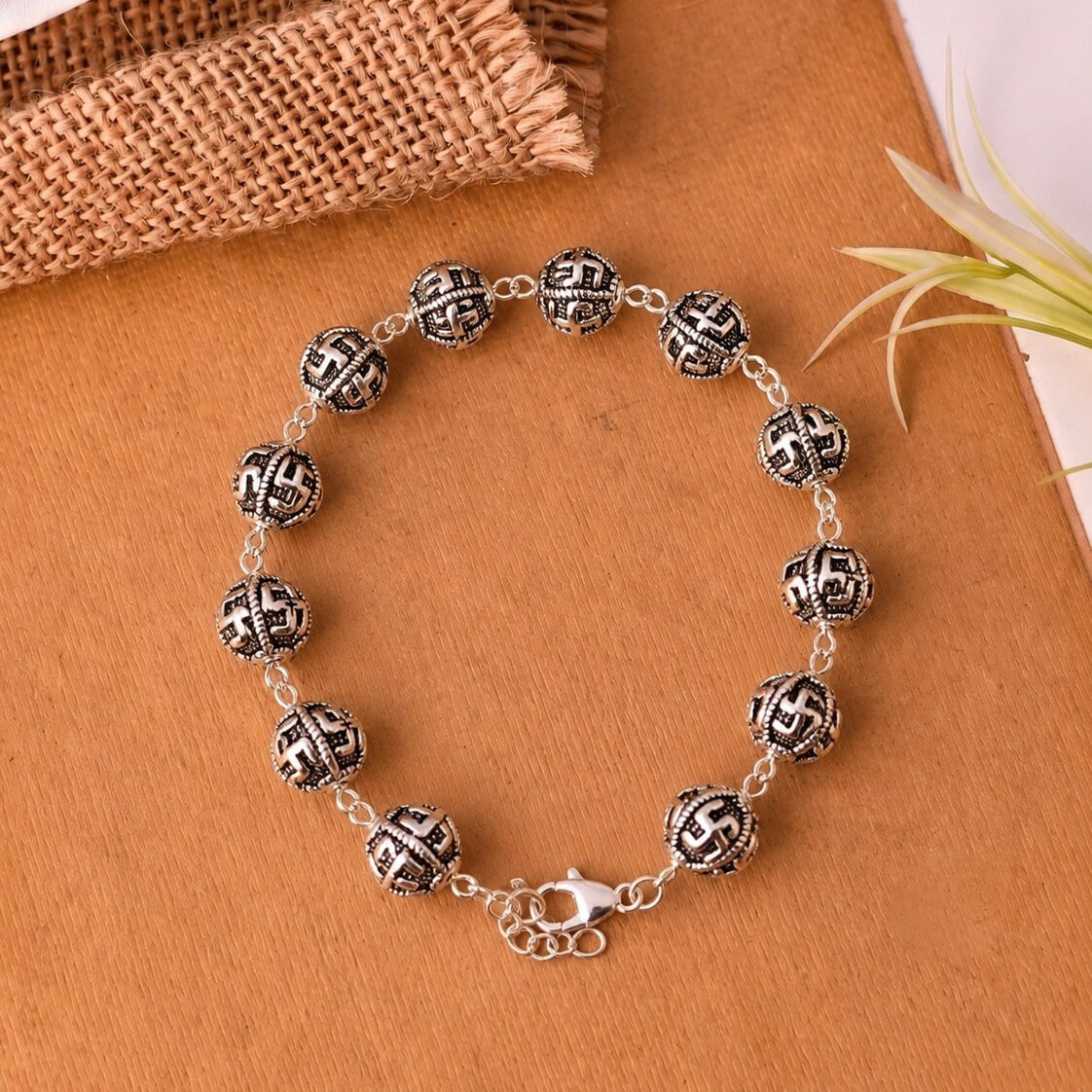 Swastika Silver Bracelet