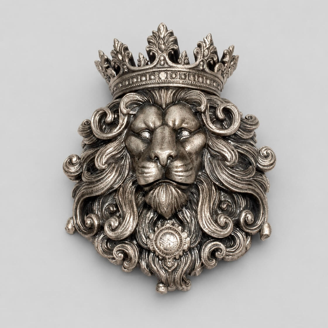 King Lion Silver Brooch