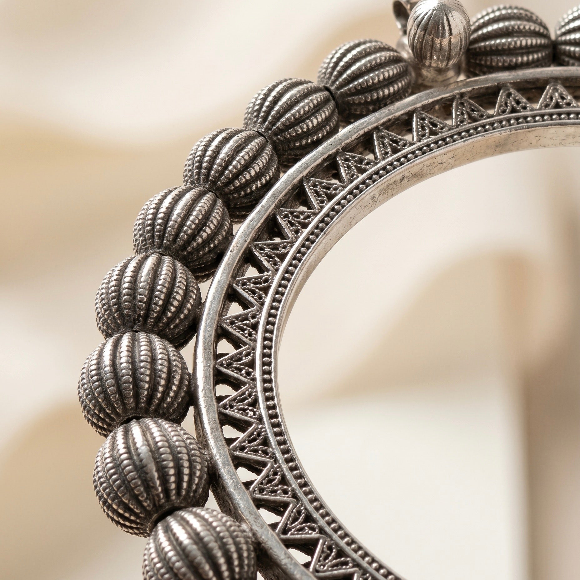 Aarvi tribal silver bangle 925 sterling silver  meera jaipur