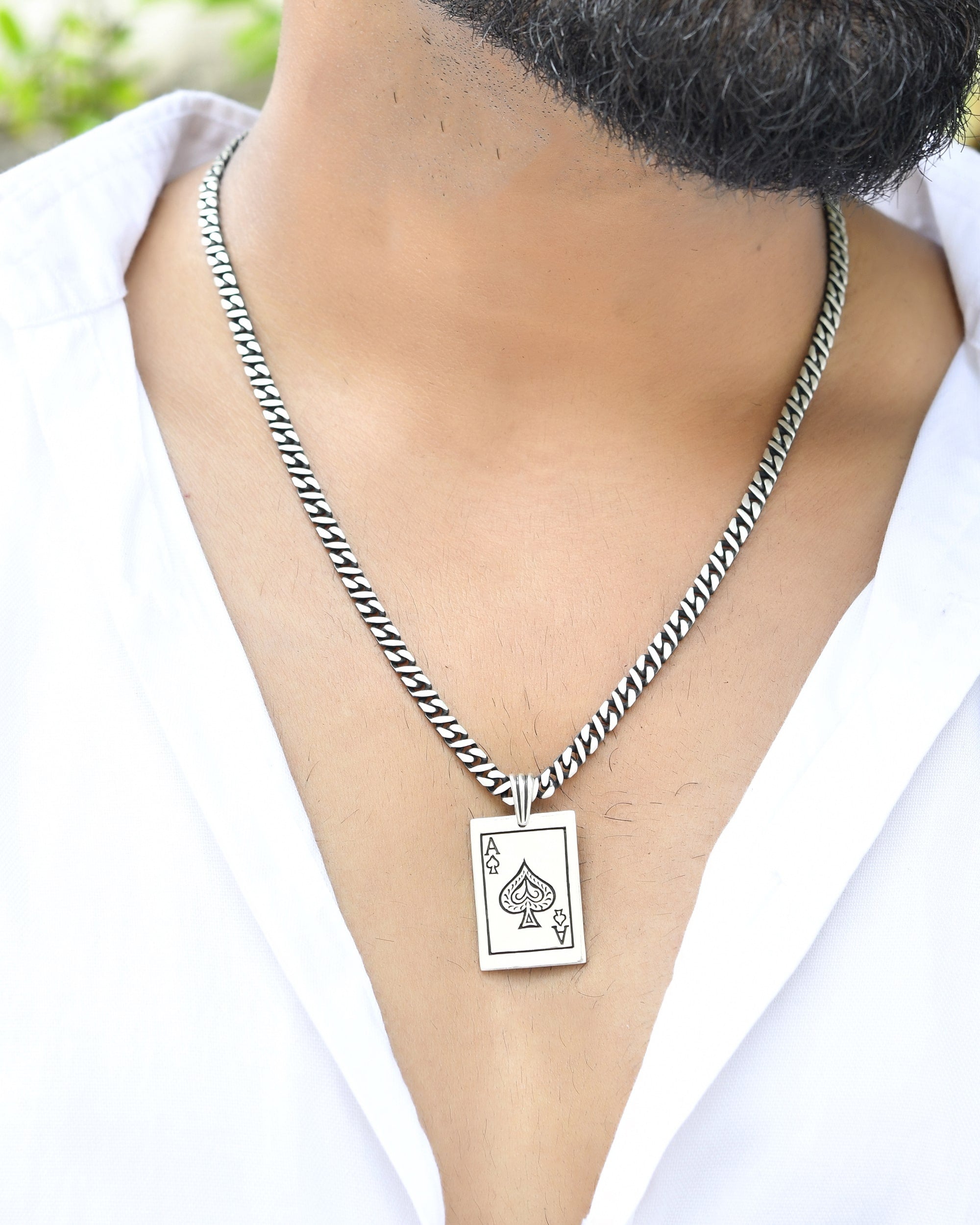 Ace Silver mens pendant - 925 Silver Jewellery Meera Jaipur