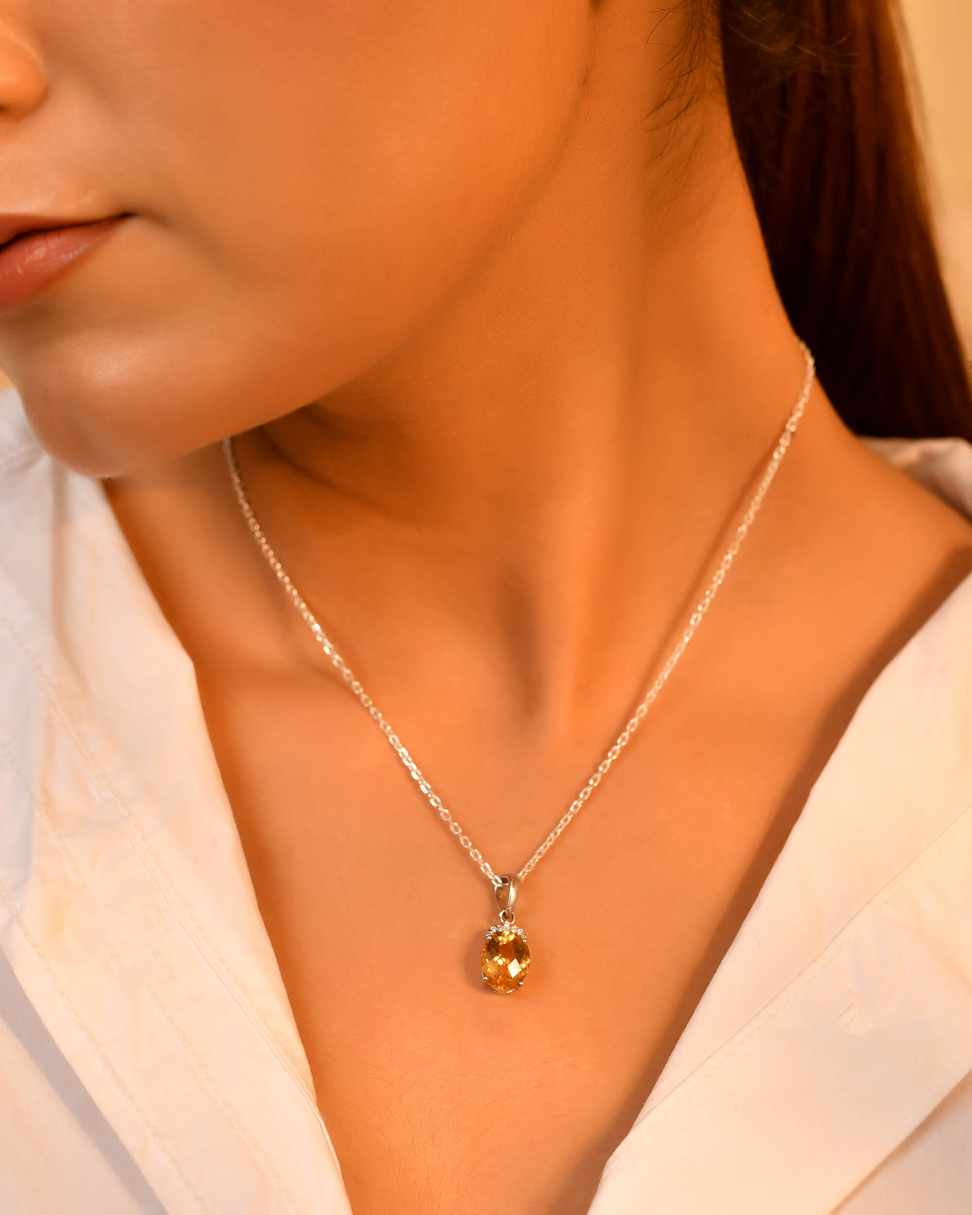 Amber Spark Pendant - 925 Silver Jewellery Meera Jaipur