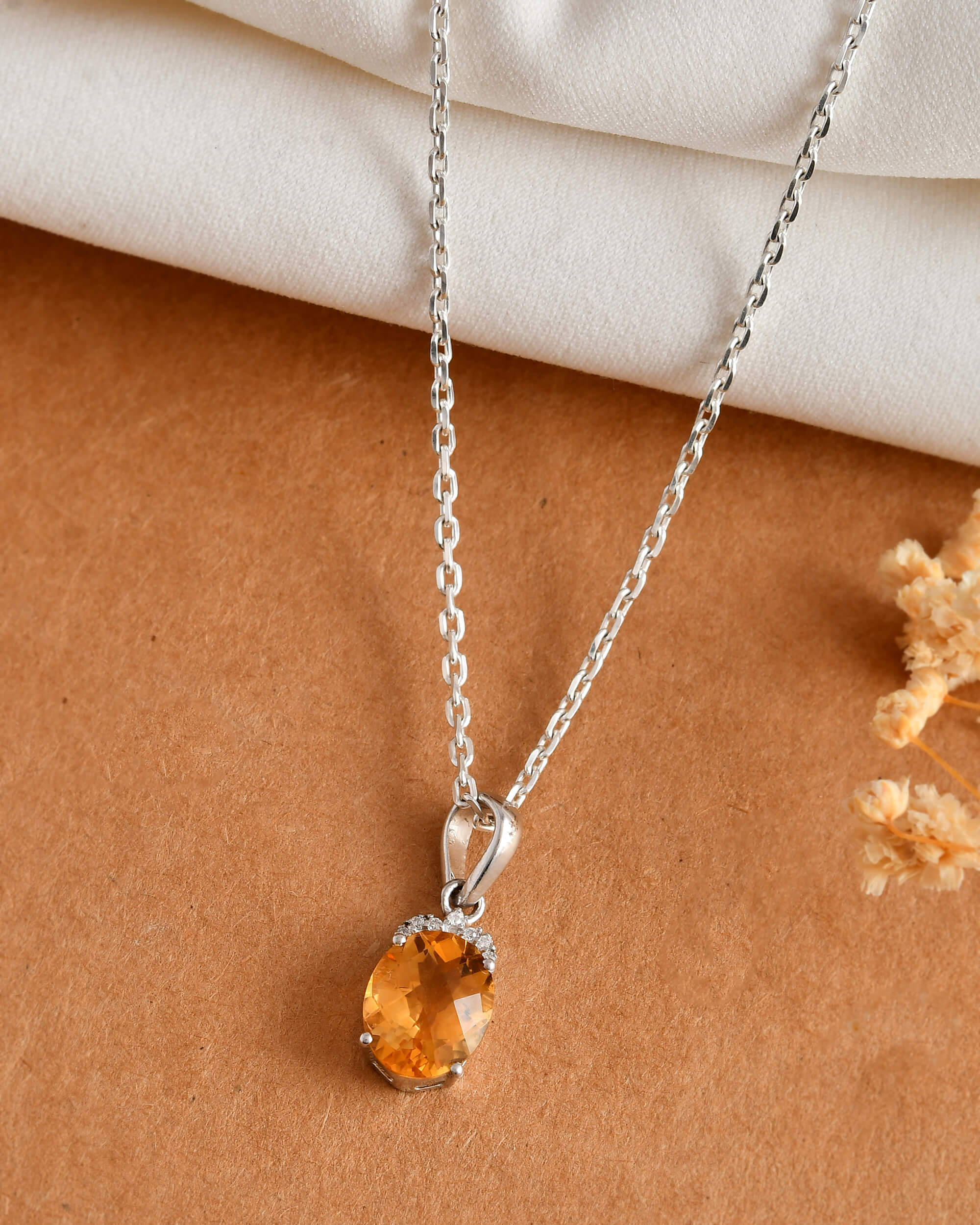 Amber Spark Pendant - 925 Silver Jewellery Meera Jaipur