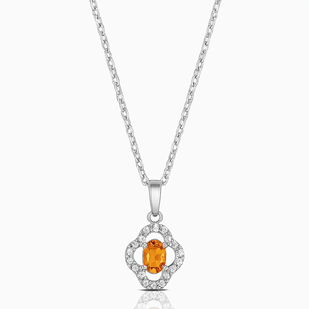 Amber Spark Silver Pendant - 925 Silver Jewellery Meera Jaipur