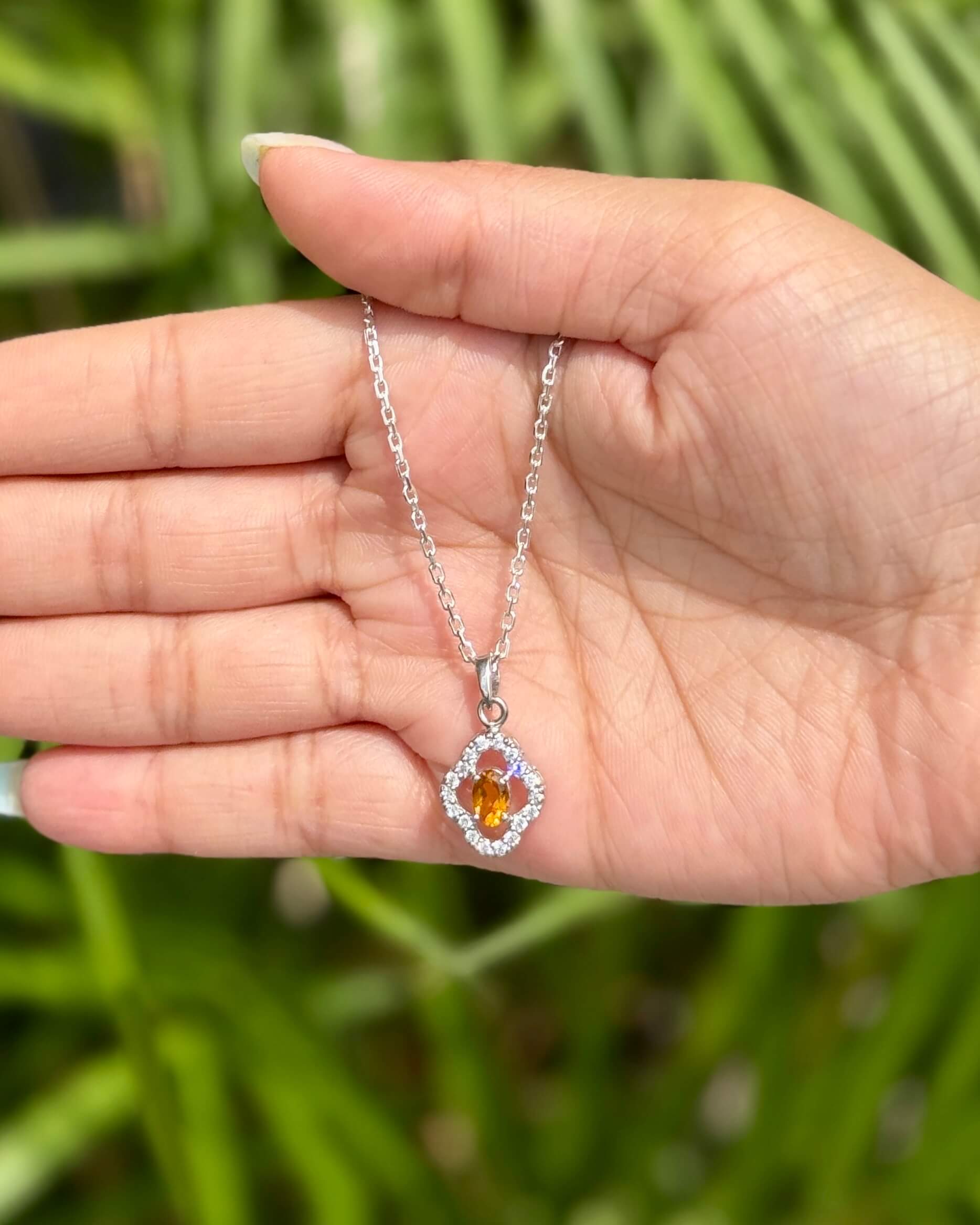 Amber Spark Silver Pendant - 925 Silver Jewellery Meera Jaipur