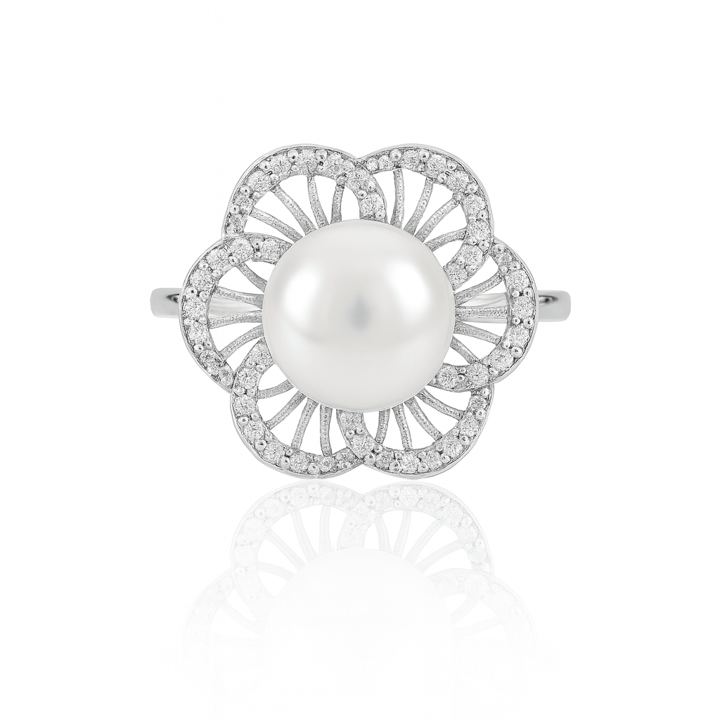Ameera silver pearl ring - 925 Silver Jewellery Meera Jaipur