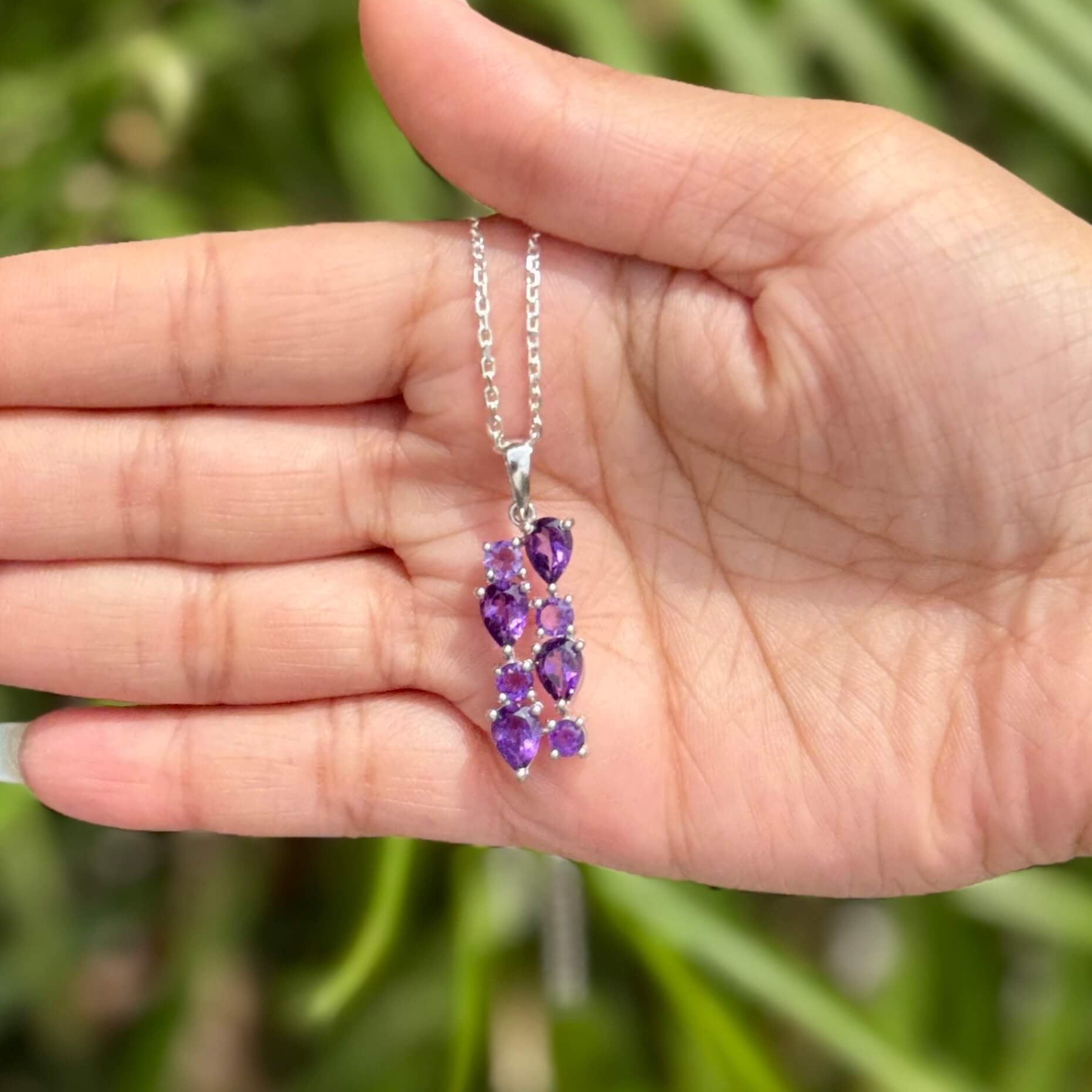 Amethyst Cascade Pendant - 925 Silver Jewellery Meera Jaipur