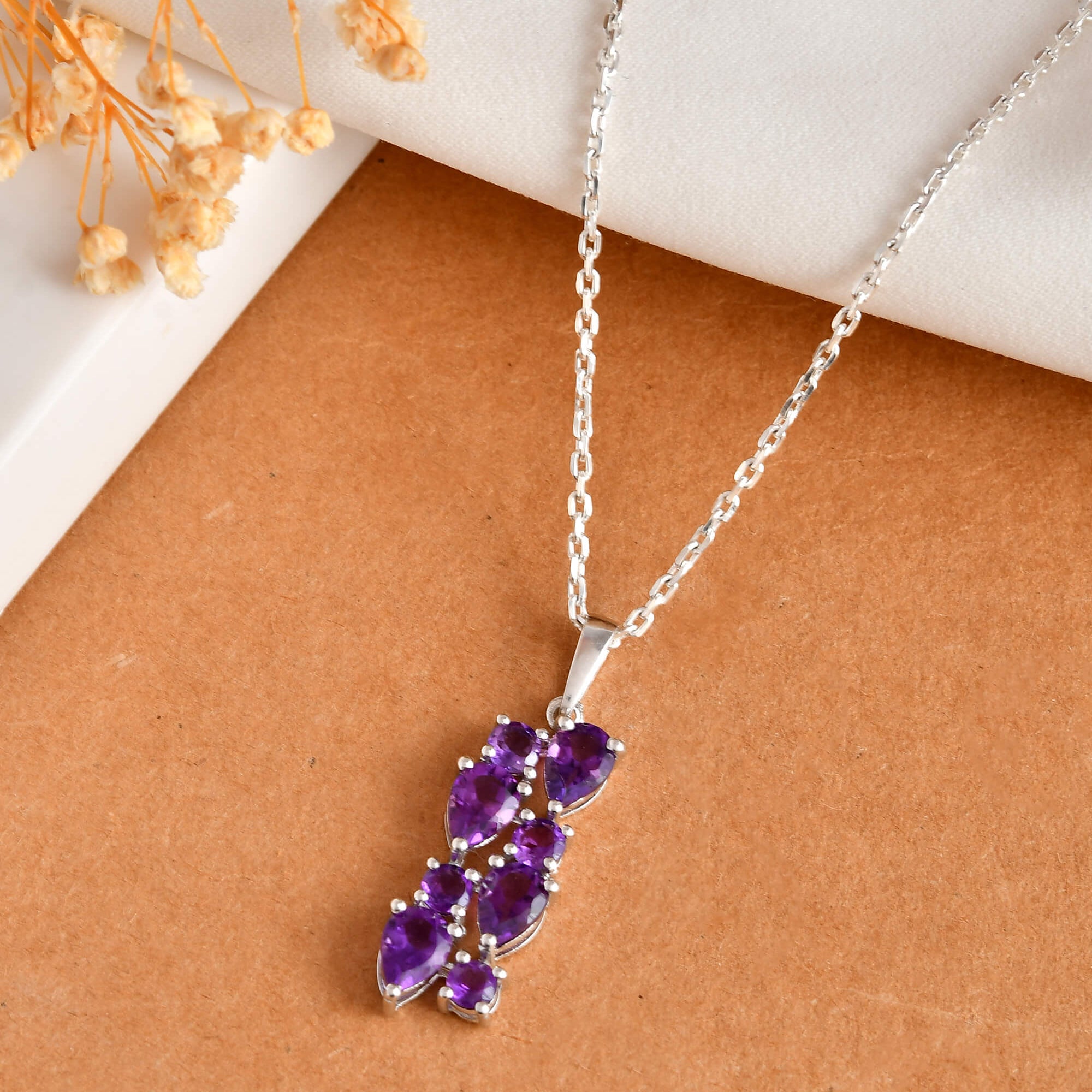 Amethyst Cascade Pendant - 925 Silver Jewellery Meera Jaipur
