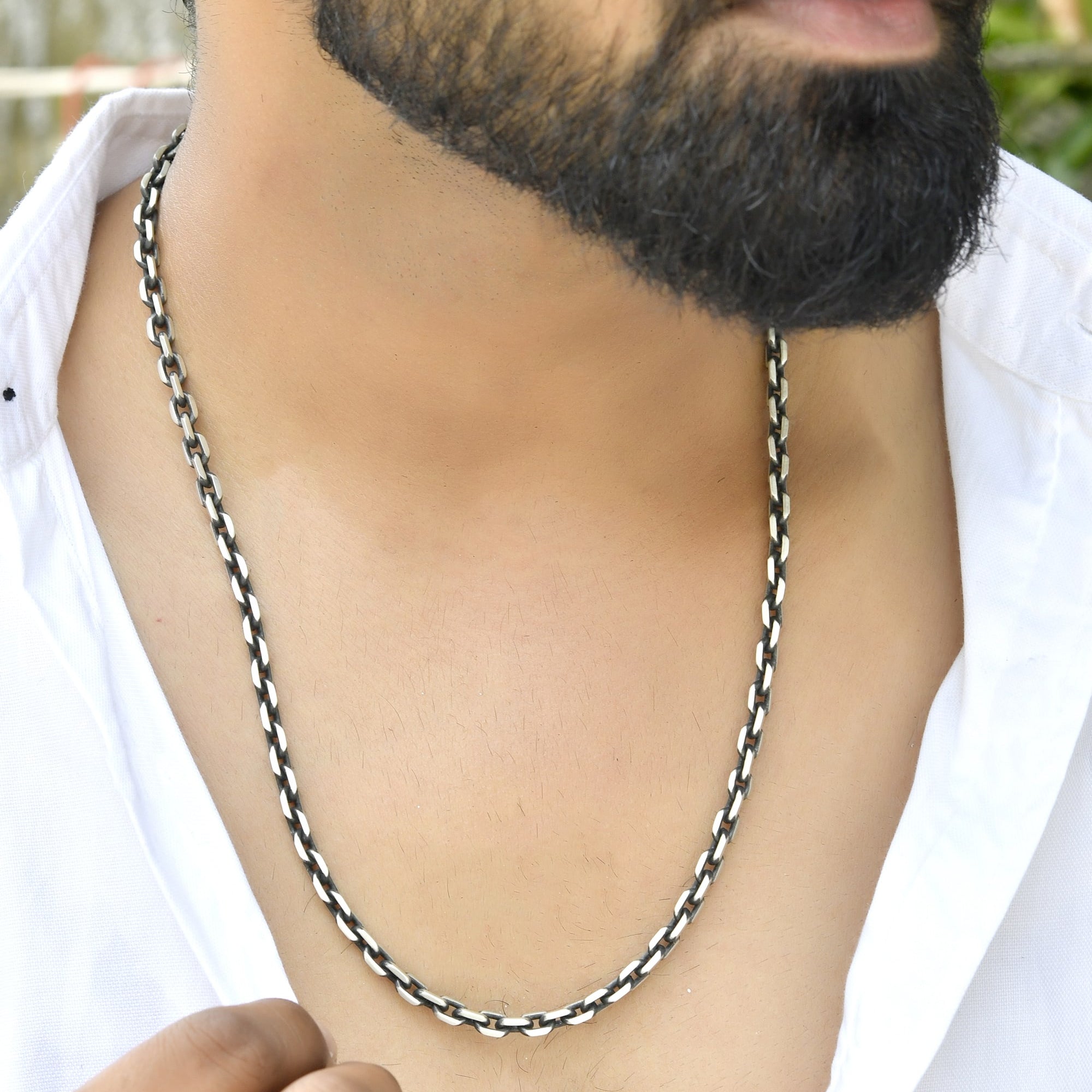 Arc Mens Silver Chain - 925 Silver Jewellery Meera Jaipur