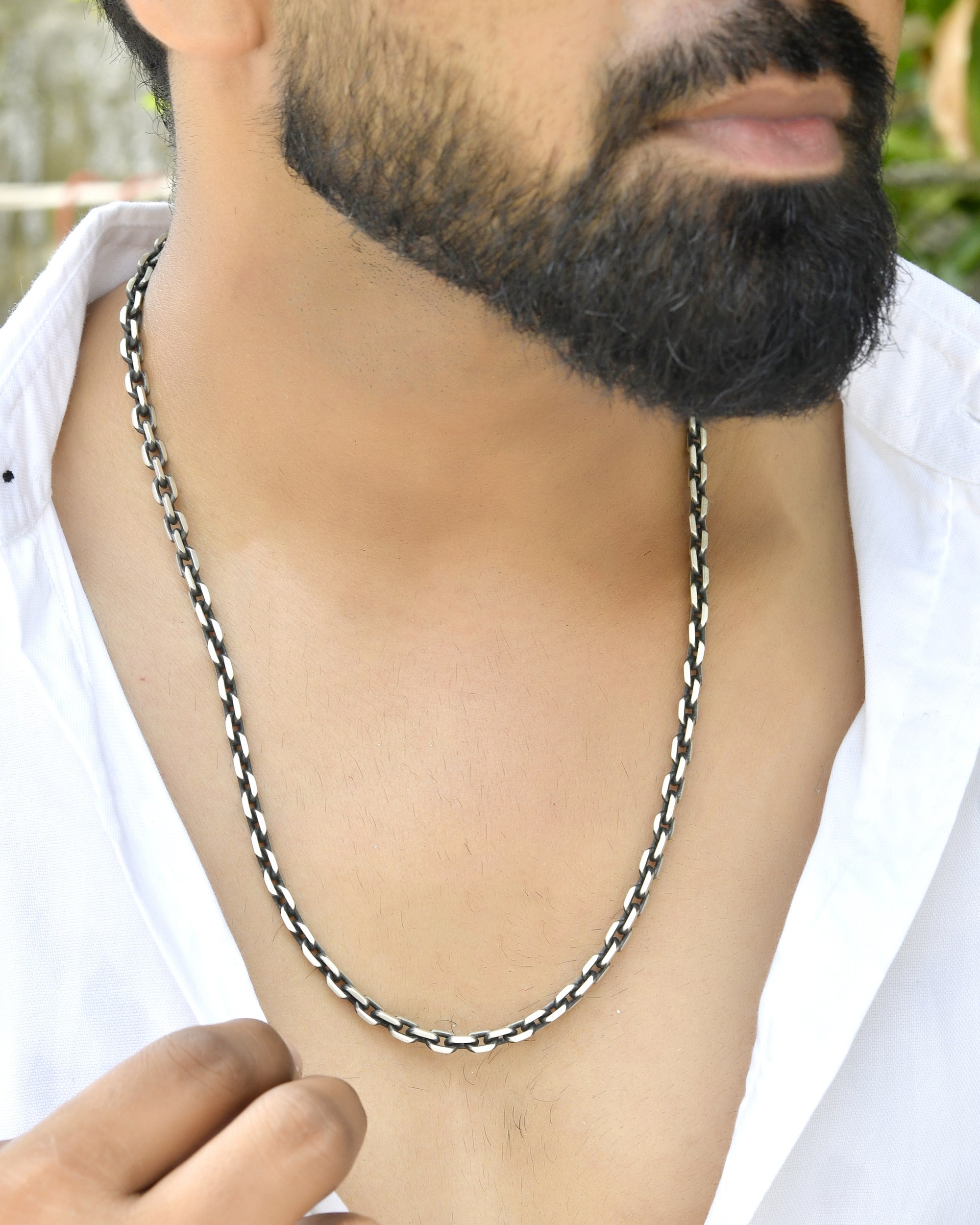 Arc Mens Silver Chain - 925 Silver Jewellery Meera Jaipur