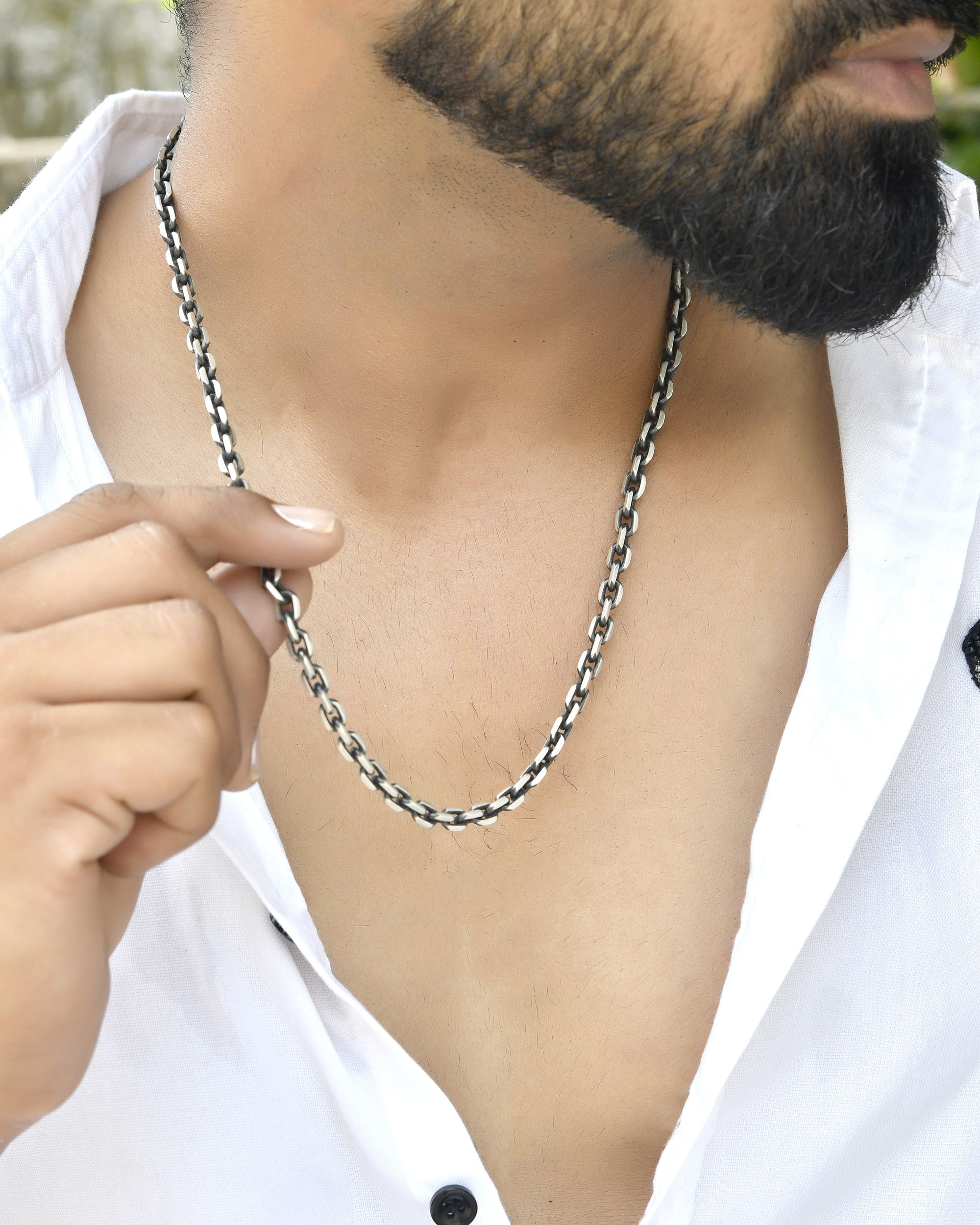 Arc Mens Silver Chain - 925 Silver Jewellery Meera Jaipur