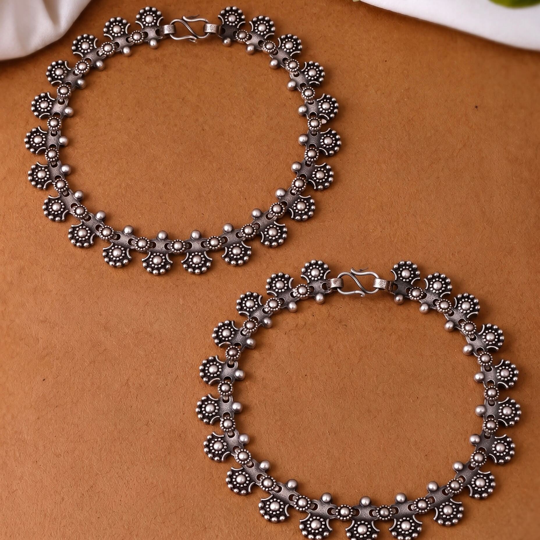 Floral Silver Chain Anklet