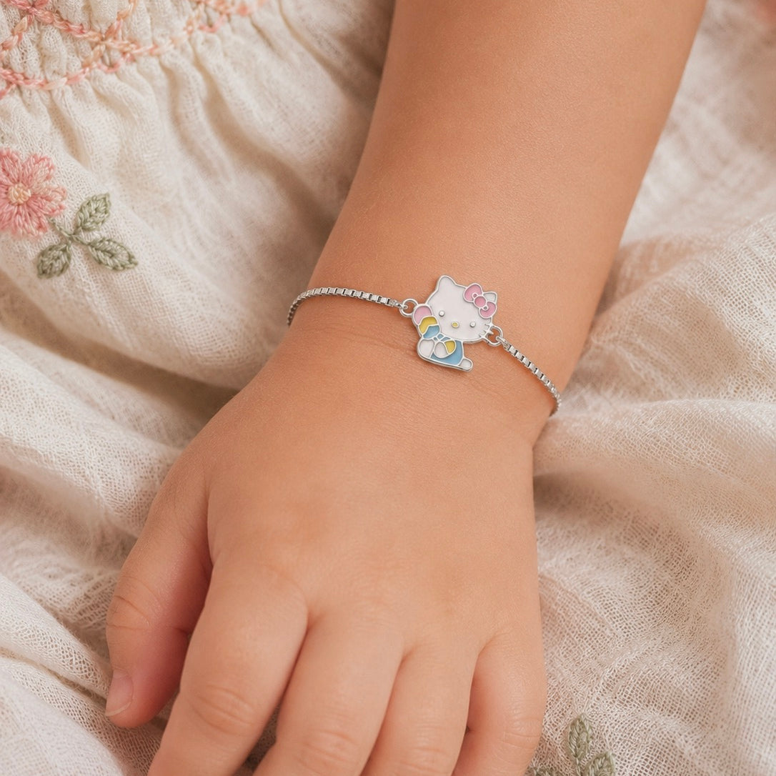 Rainbow Kitty Silver Bracelet