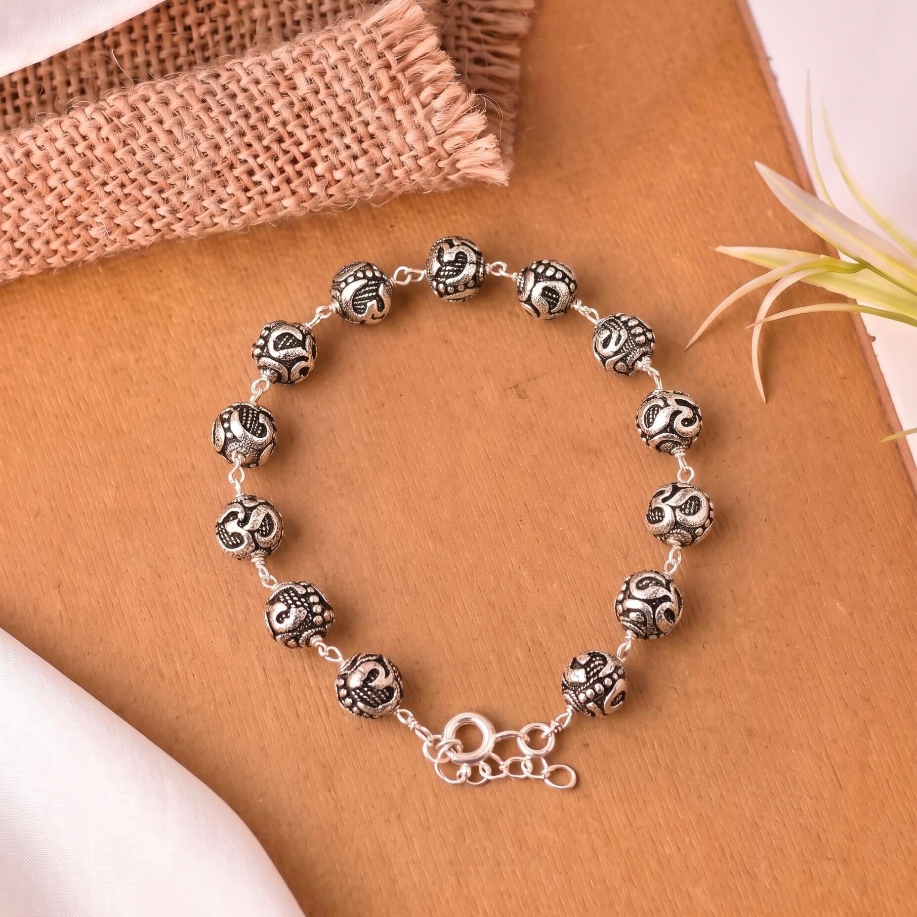 Om Silver Bracelet