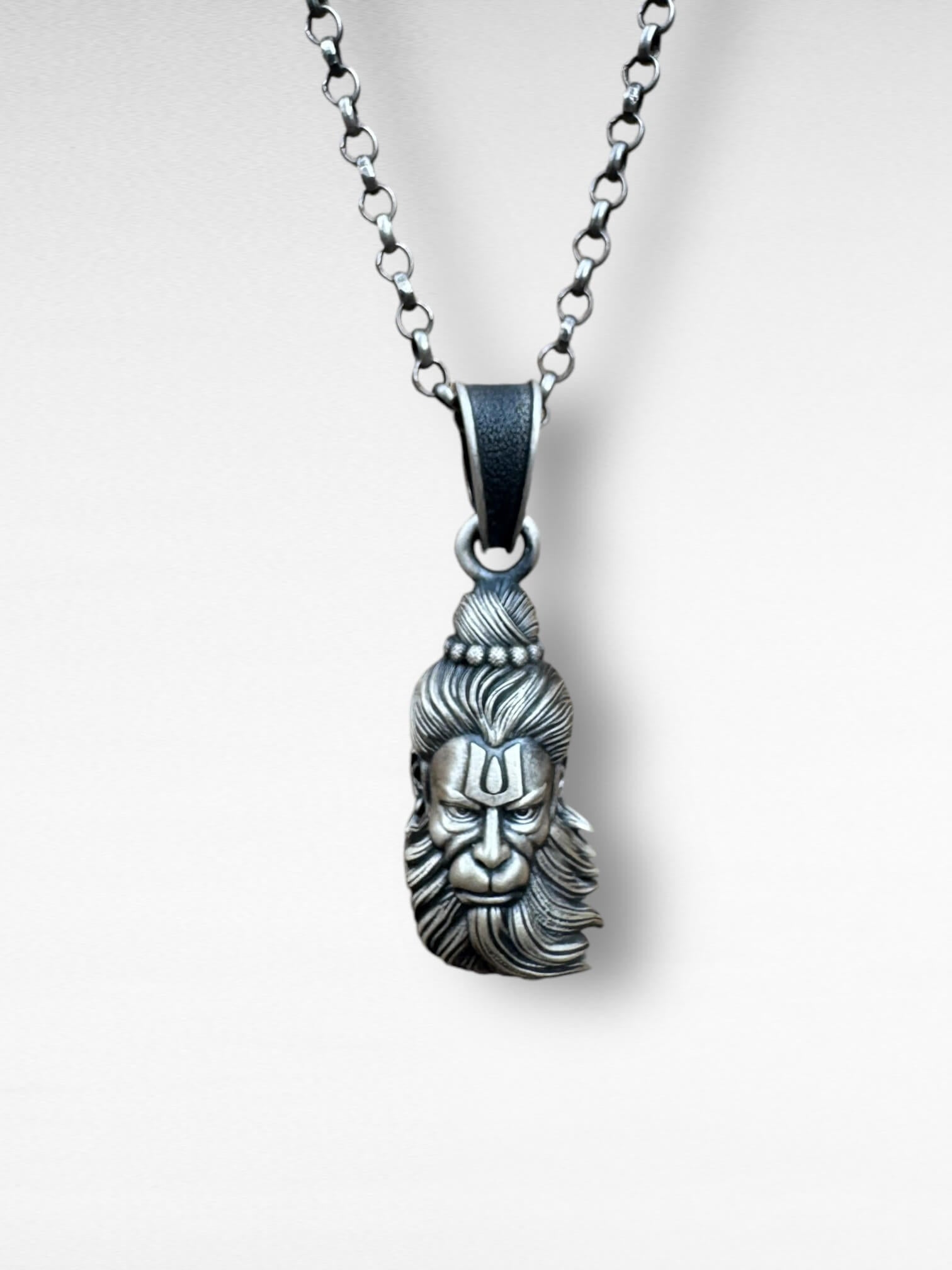 Bajrangbali Face Pendant - 925 Silver Jewellery Meera Jaipur